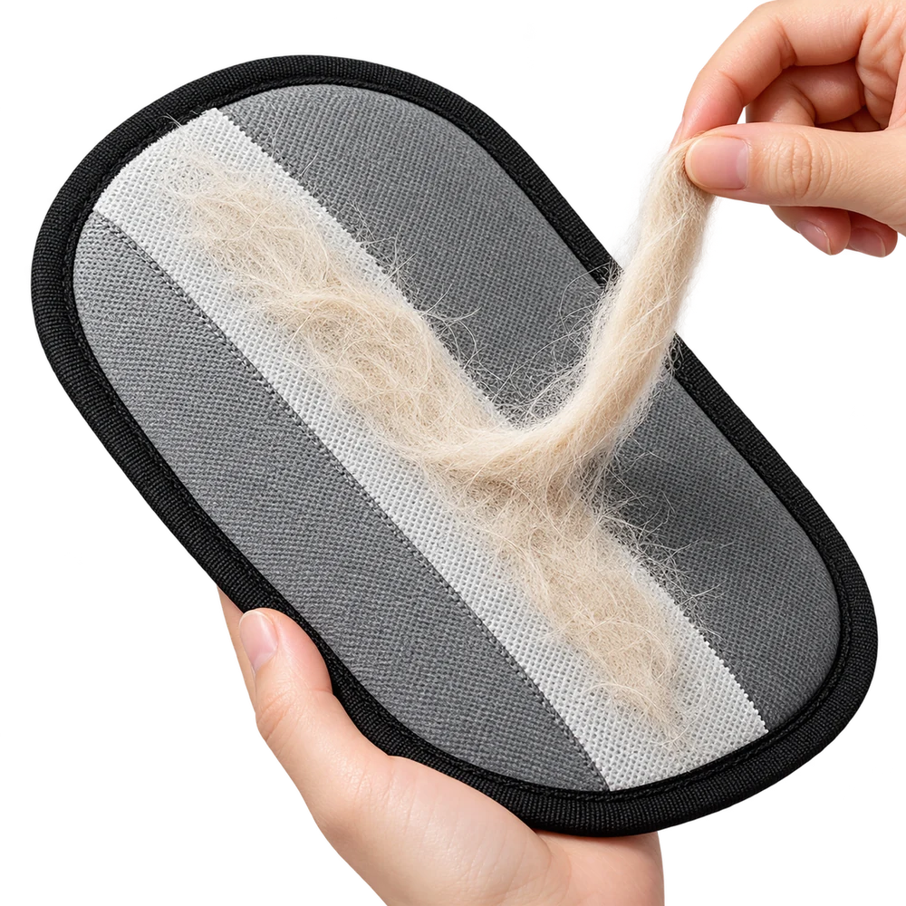 Peeling collected hair from the glove